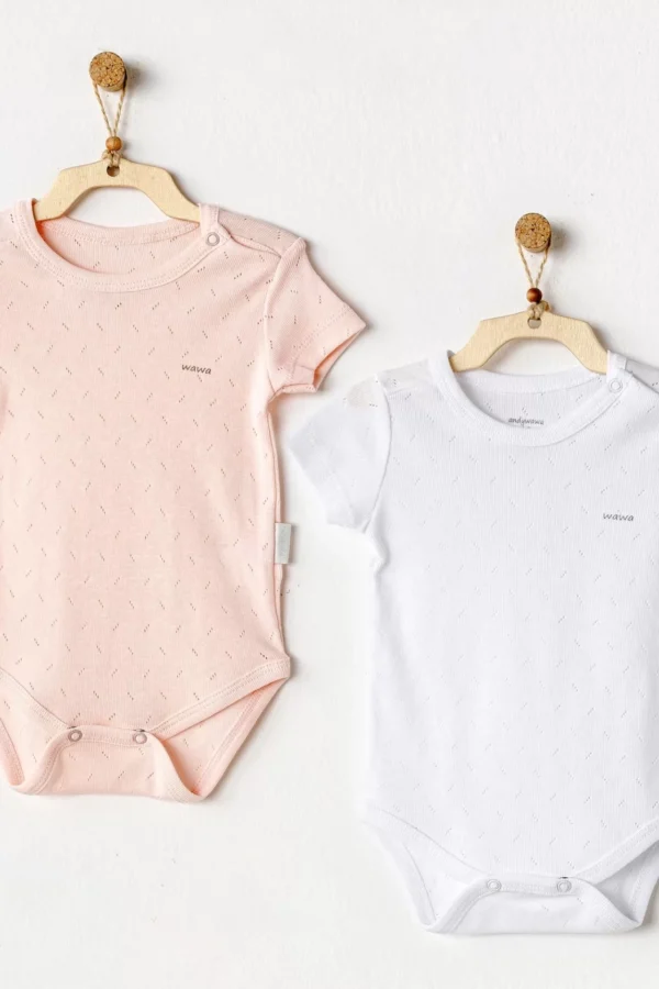 Andywawa Ac25554 Sleeve Jacquard 2'li Basic Body Pink White