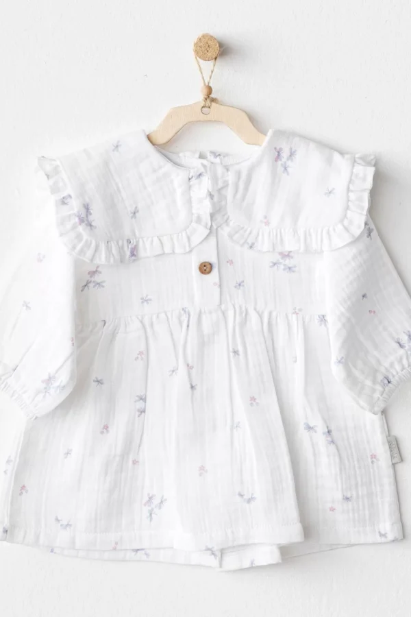 Magical Butterfly Müslin Bebek Elbise White