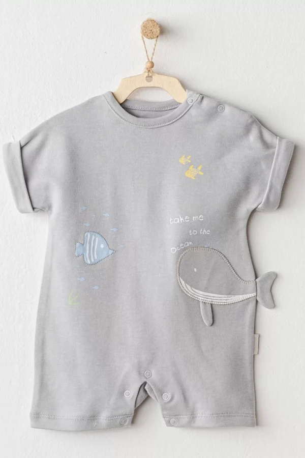 Andywawa Ac25603 Ocean Is My Happy Place Romper Tulum Grey