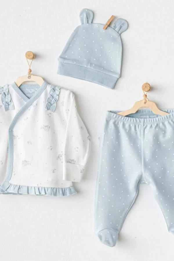 Cuddly Bunny Bear 3'lü Zıbın Set Blue