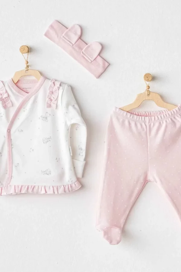 Cuddly Bunny Bear 3'lü Zıbın Set Pink