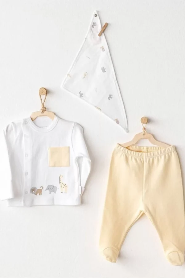 Andywawa Ac25807 Side Snap Set Little King 3'lü Zıbın Set Yellow