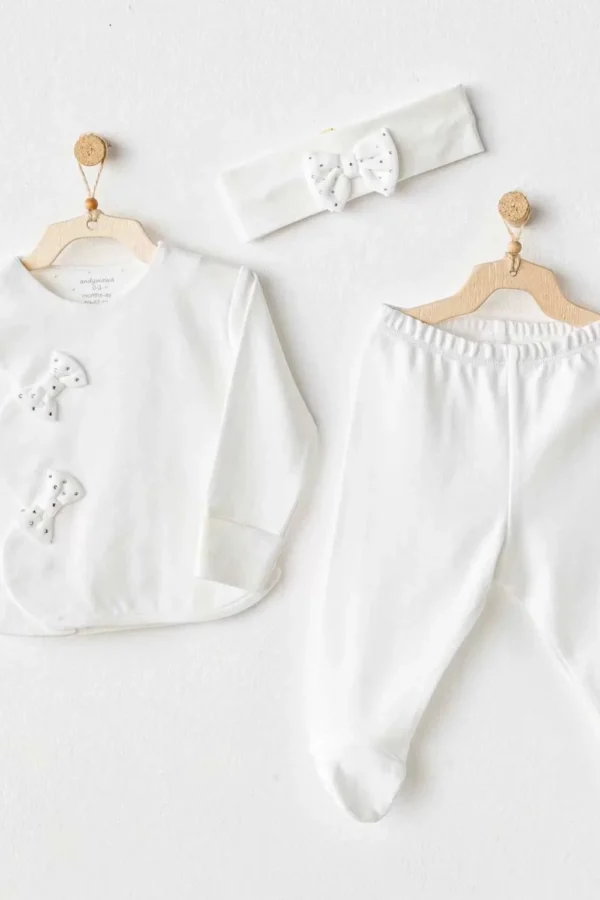 Chic Girl 3'lü Bebek Zıbın Takım Ekru