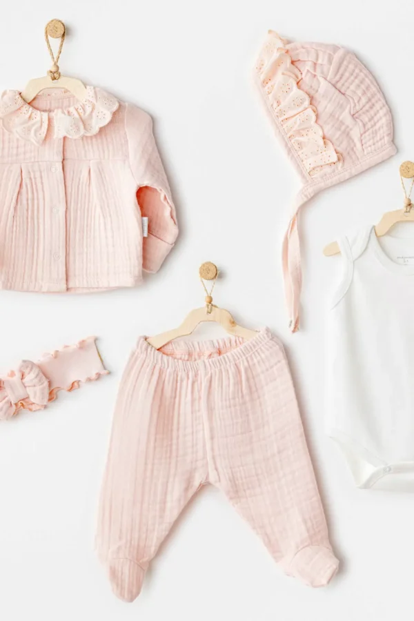 Natural Gift Müslin 5'li Hastane Çıkışı Salmon