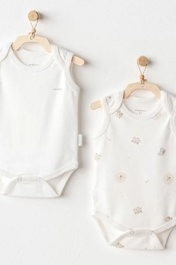 Andywawa Ac25844 Happy Animals 2'li Bebek Body Ekru