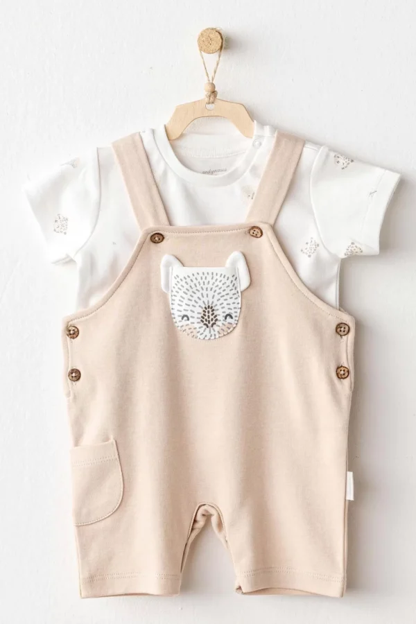 Happy Animals Bebek Salopet Takım Beige