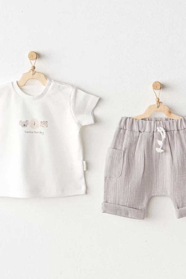 Andywawa Ac25847 Happy Animals 2'li Bebek Takım Grey