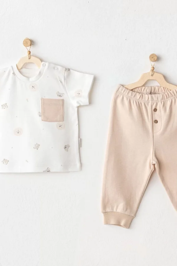 Andywawa Ac25848 Happy Animals Bebek 2'li Takım Beige