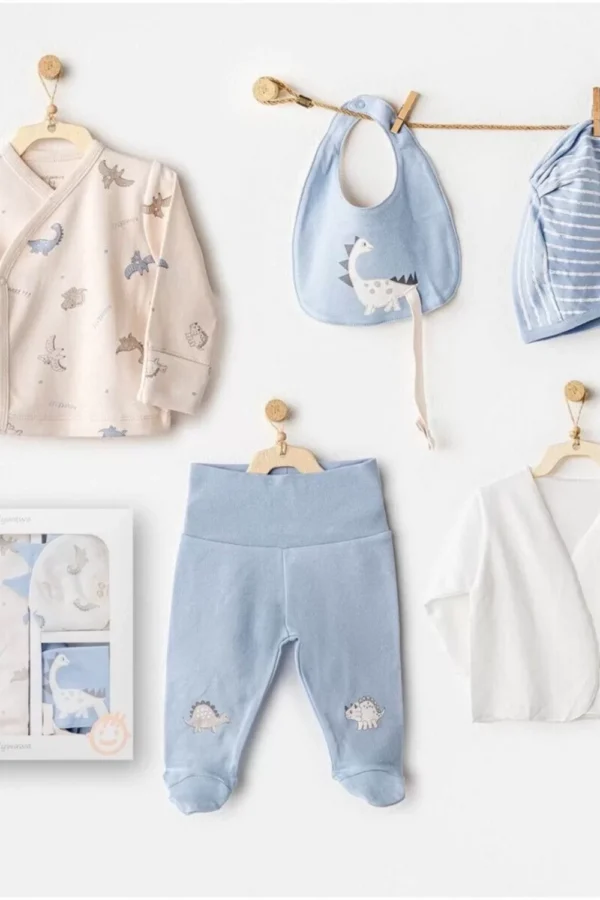 Andywawa Ac25910 Newborn Set Dino 5'li Hastane Çıkışı Beige
