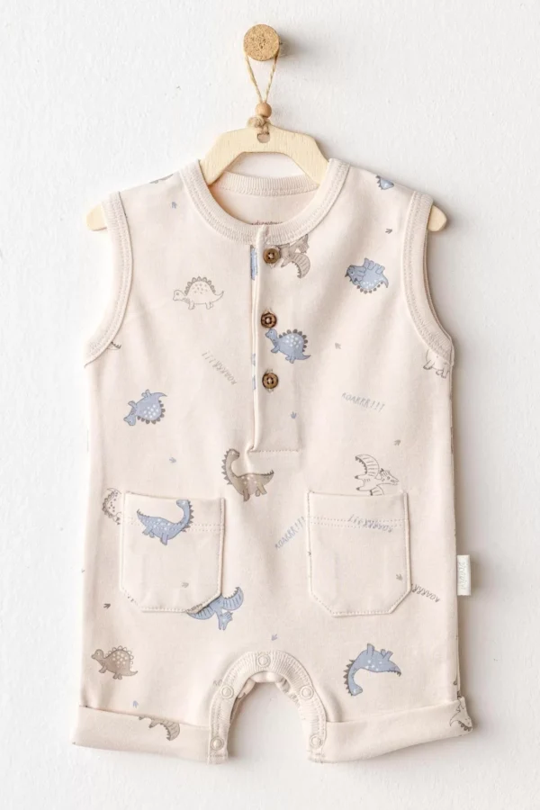 Andywawa Ac25913 Romper Dino Bebek Tulum Beige