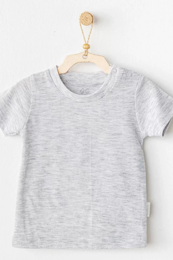 Andywawa Ac25971 Casual Bebek Tişört Grey Melange