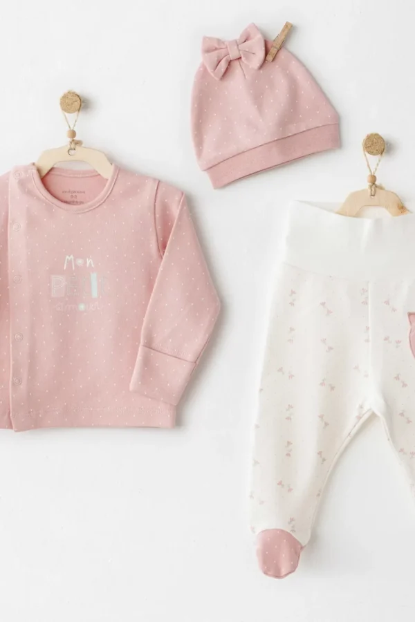 Mon Petit Amour 3'lü Zıbın Takım Pink