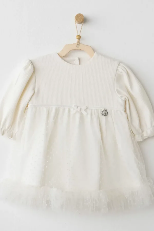 Baby Bow Bliss Elbise Ekru