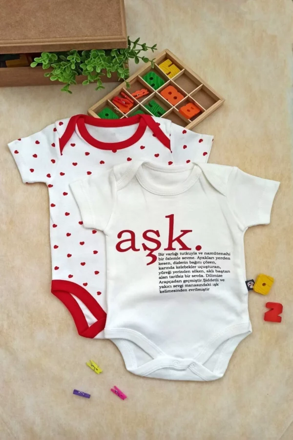 Aşk Yazılı 2'li Bebek Body Seti