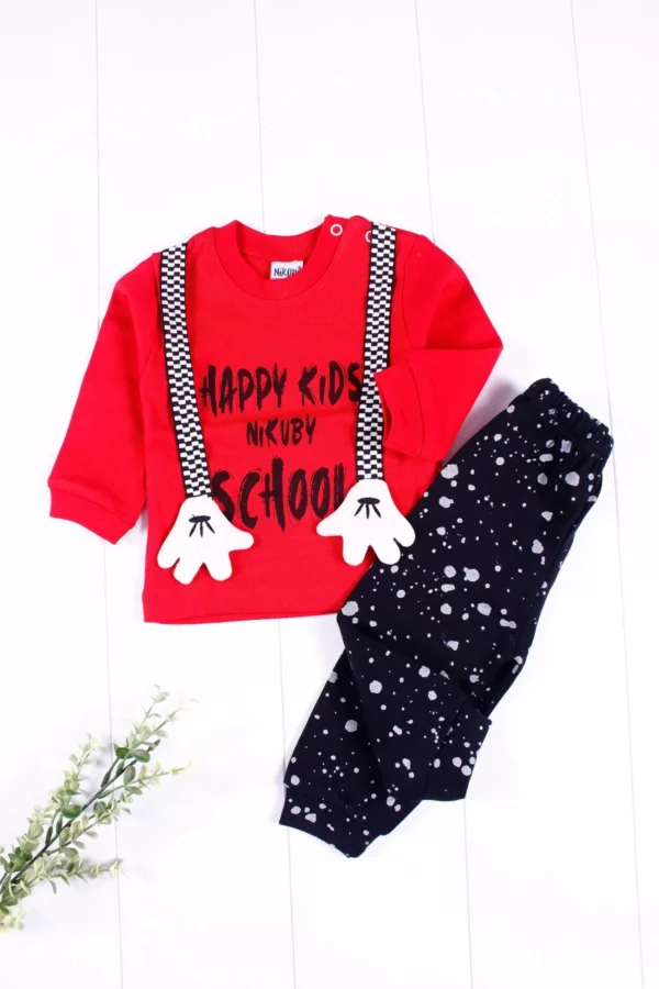 Askı Detaylı El Figürlü 2'li Erkek Bebek Takımı