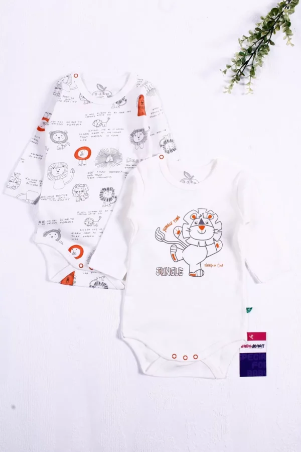 Aslan Desenli Uzun Kol 2'li Erkek Bebek Body
