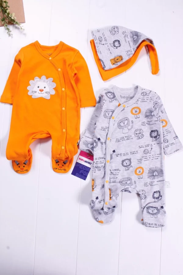 Aslan Nakışlı Erkek Bebek 4'lü Tulum Seti