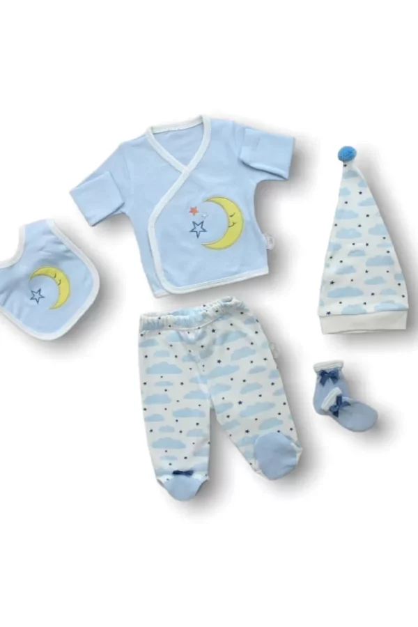 Ay Dedem Nakışlı  5li Zıbın Takımı Hastane Çıkışı Mavi