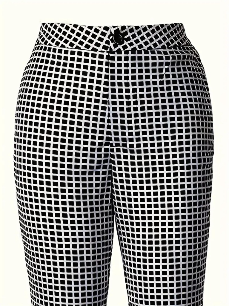 Kadın Yüksek Bel Desenli Dalgıç Pantolon - Görsel 6