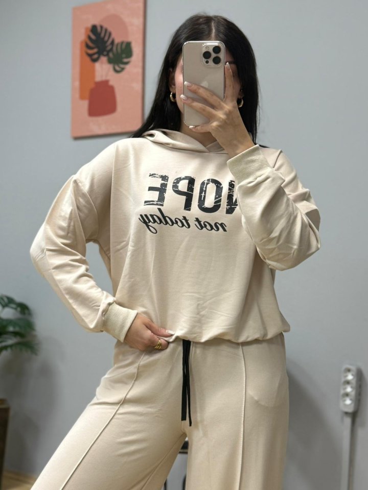 Kadın Uzun Kollu Nope Baskılı Beli Ribanalı Ikili Takım - Görsel 3