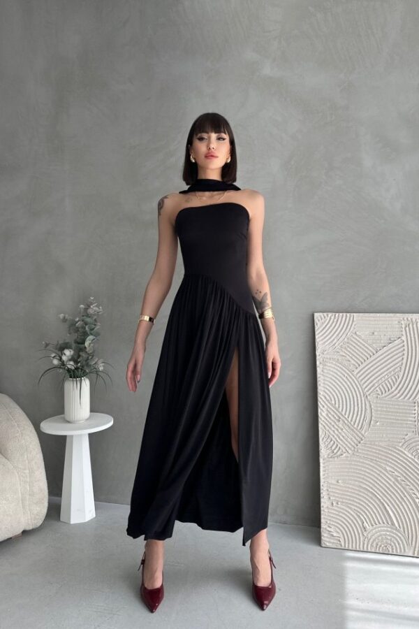 Kadınboğaz Kolsuz Maxi Boy Kalem Elbise