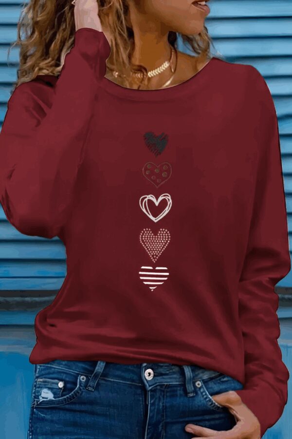 Kadın Uzun Kollu Bisiklet Yaka Desenli Viskon Bluz