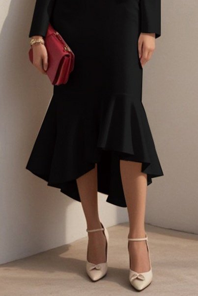 Kadın Uzun Kollu Yakalı Belden Oturtmalı Midi Ithal Krep Elbise - Görsel 8