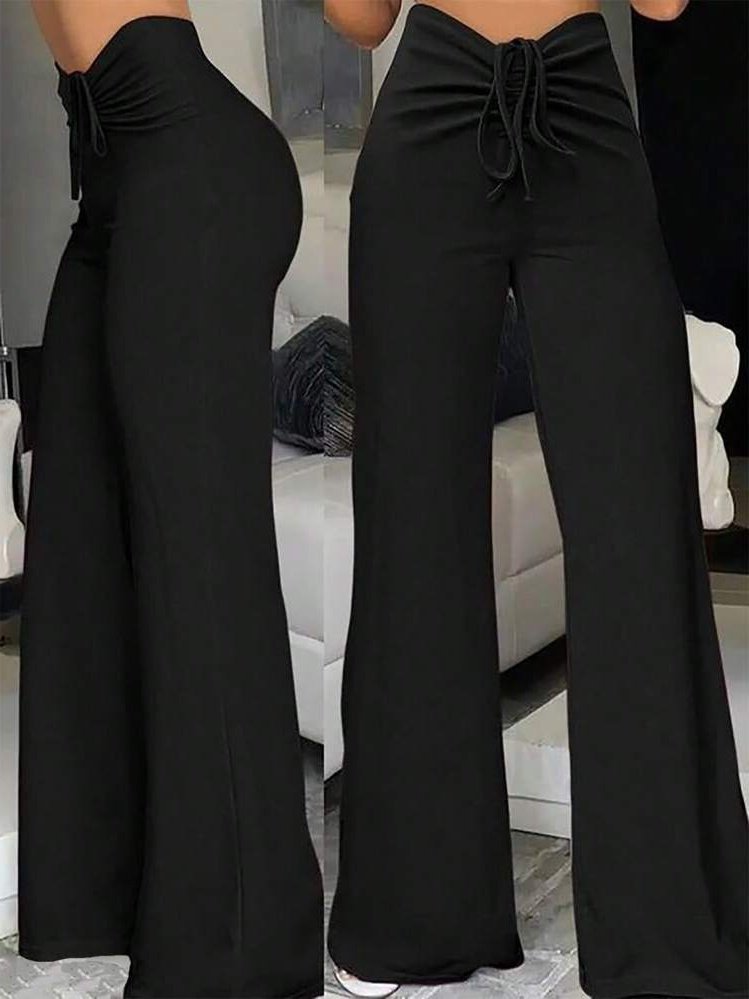 Kadın Yüksek Bel önden Büzgülü Ispanyol Ithal Krep Pantolon - Görsel 3