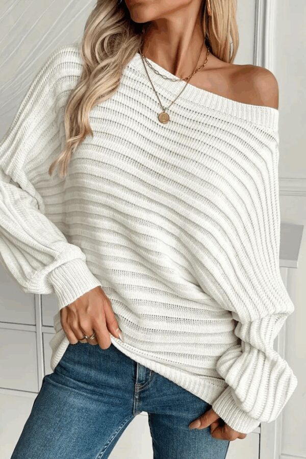 Kadın Uzun Kollu Tek Omuzu Açık Triko Bluz