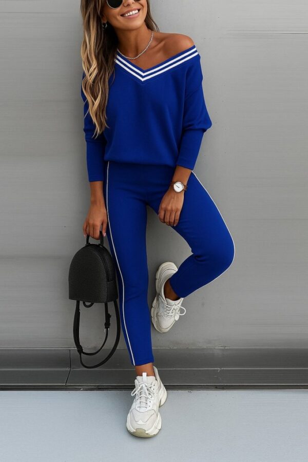 Kadın Uzun Kollu Tek Omuzu Açık Detaylı Viskon Iki Iplik Bluz Ve Pantolon Ikili Takım