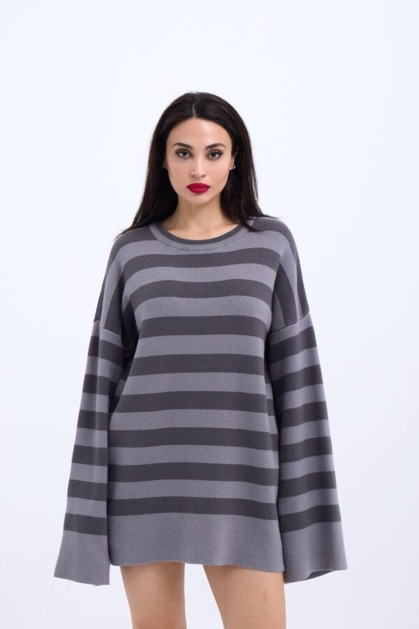 42291 TRİKO ÇİZGİLİ SALAŞ KAZAK-GRİ-ANTRASİT