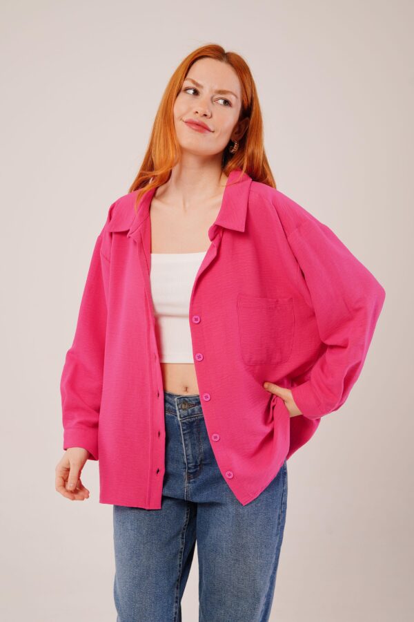 Basic Oversize Bordo Gömlek
