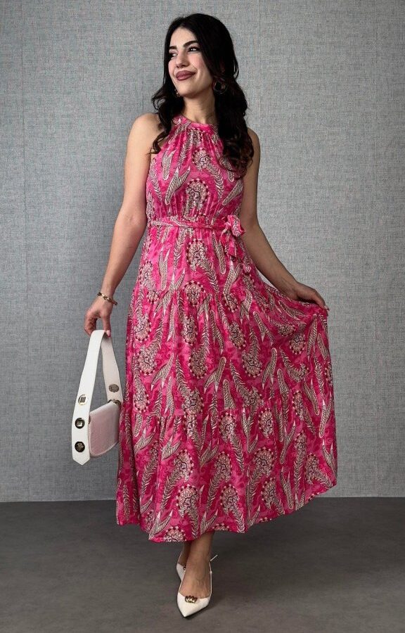 Kadın Omuzlardan Açık Boyundan Geçmeli Desenli Süprem Bluz