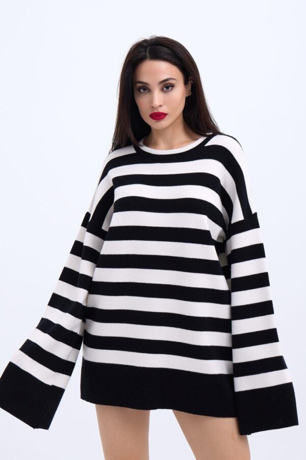 42291 TRİKO ÇİZGİLİ SALAŞ KAZAK-GRİ-ANTRASİT