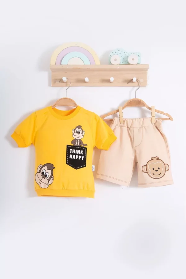 Maymun Desenli 2li Erkek Bebek Takım