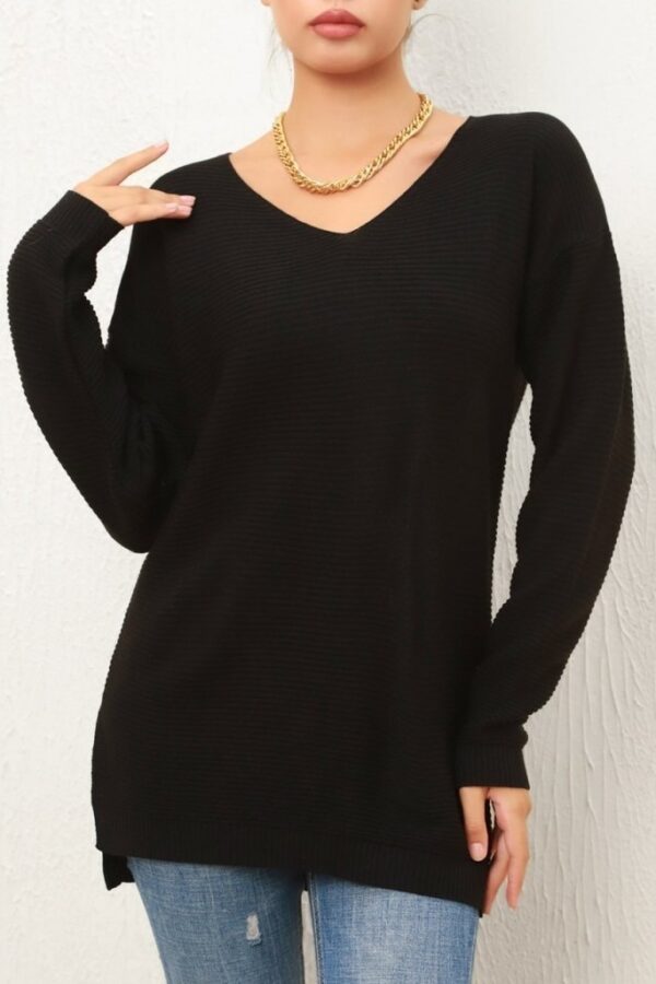Kadın Uzun Kollu V Yaka Triko Bluz