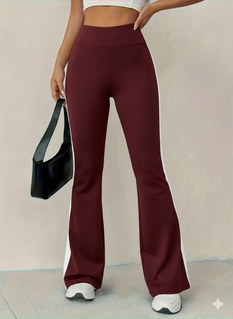 Kadın Yüksek Bel İspanyol Paçalı Yanlardan şerit Detaylı Dalgıç Tayt Pantolon - Görsel 15