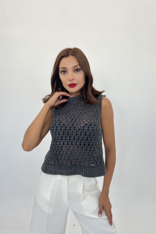 43021 TRİKO FİLE SÜVETER-ANTRASİT