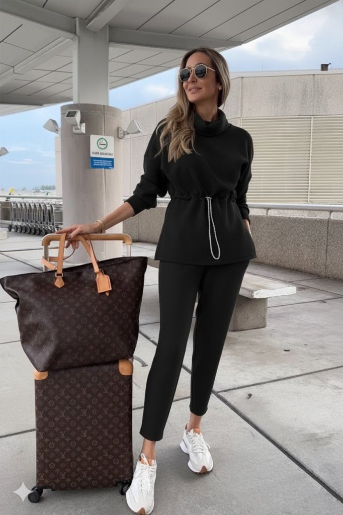 Kadın Uzun Kollu Balıkçı Yaka Belden Lastikli Modal Bluz Ve Pantolon Ikili Takım - Görsel 4