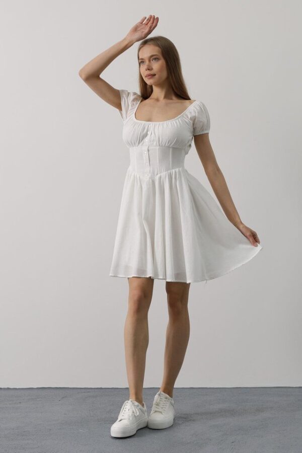 Beli Korseli Mini Elbise - Fuşya