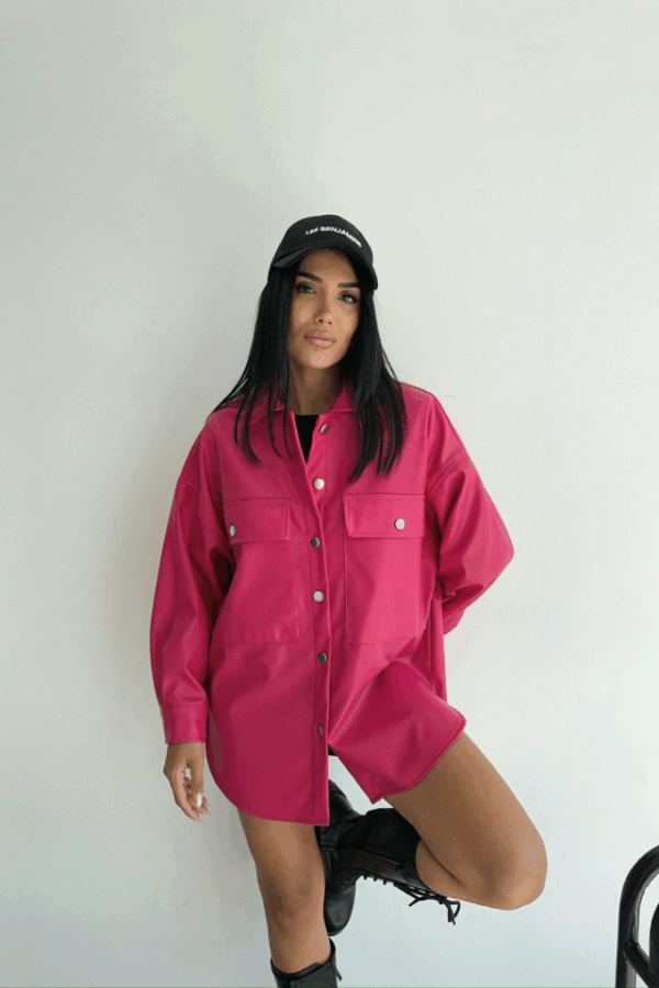 DÜĞMELİ DERİ GÖMLEK BOYFRİEND - Turuncu