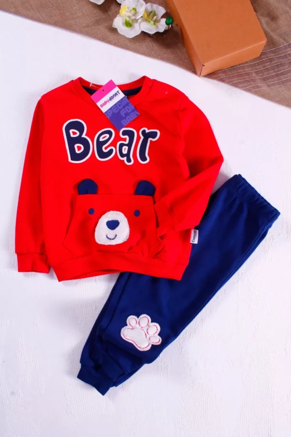Bear Desenli Cepli 2'li Erkek Bebek Takımı
