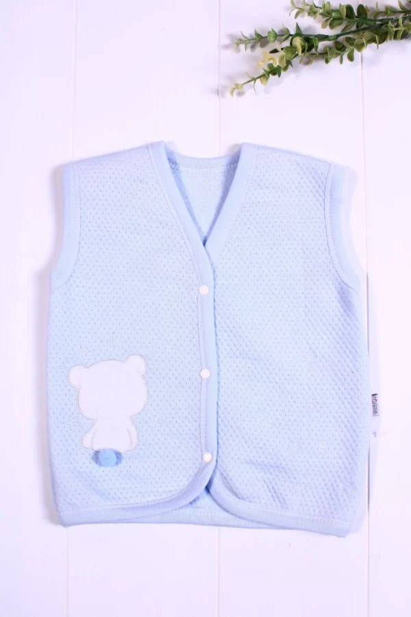 Bear Desenli Kapitone Nakışlı Erkek Bebek Yeleği