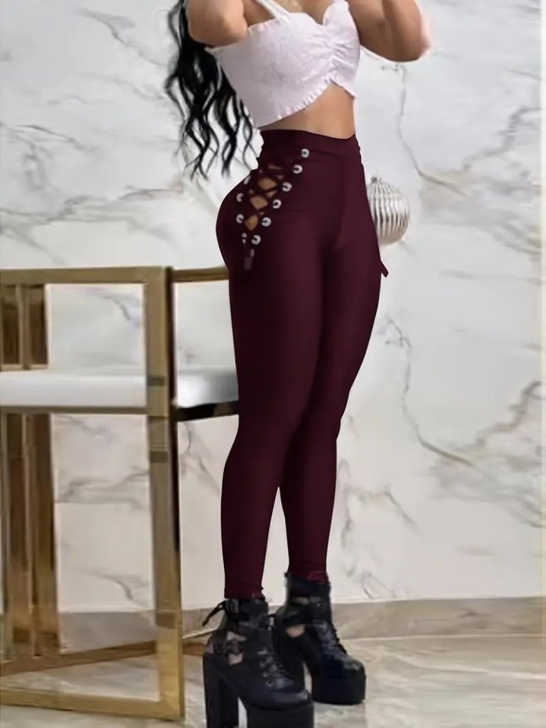 Kadın Yüksek Bel çapraz Bağcıklı Tül Detaylı Dalgıç Tayt - Görsel 16