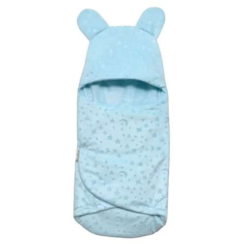 Ay Yıldız Desenli Kundak  Mavi