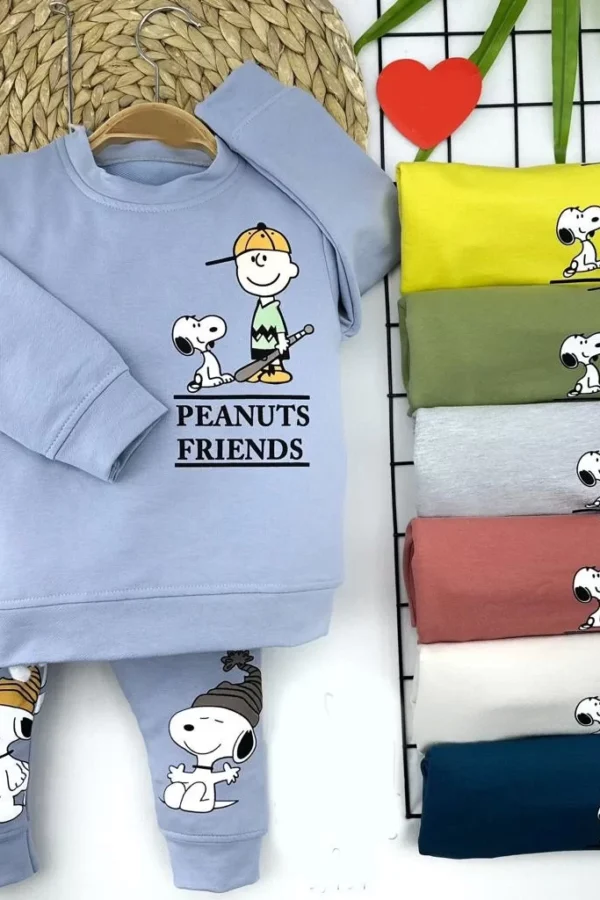 Beyzbol Sopalı Çocuk Baskılı Uzun Kollu 2li Kız Erkek Çocuk Takımı