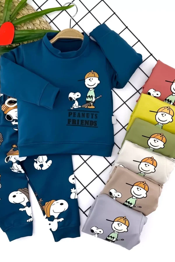 Beyzbol Sopalı Çocuk Baskılı Uzun Kollu 2li Kız Erkek Çocuk Takımı