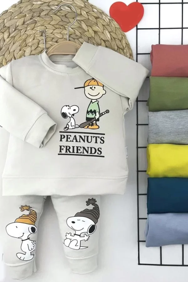 Beyzbol Sopalı Çocuk Baskılı Uzun Kollu 2li Kız Erkek Çocuk Takımı