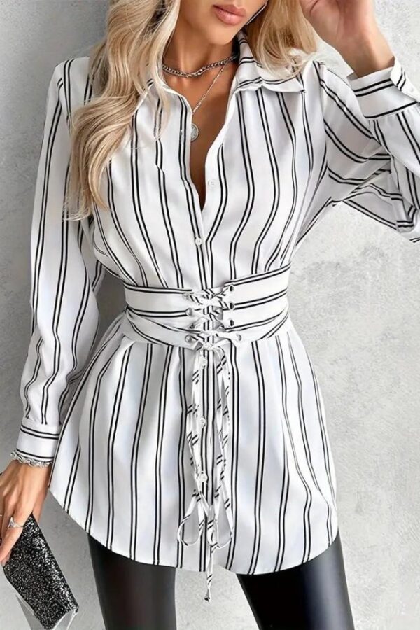 Kadın Kemer Detaylı Pamuk Polyester Gömlek Elbise