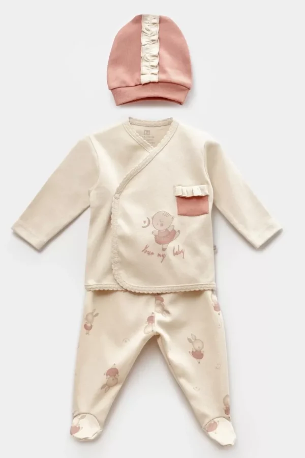 Ballery Princess 3'lü Zıbın Set  Bej-gül Kurusu